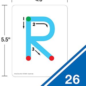 Key Education Uppercase Letters: Textured Touch and Trace Cards—Color-Coded Alphabet Cards with Tracing Points and Directional Arrows, Alphabet Learning and Letter Recognition Skills (26 pc)