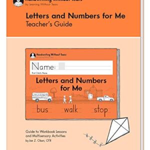 Learning Without Tears - Letters and Numbers for Me Teacher's Guide, Current Edition - Handwriting Without Tears Series - Kindergarten Writing Book - Capital Letters, Numbers - For School or Home Use
