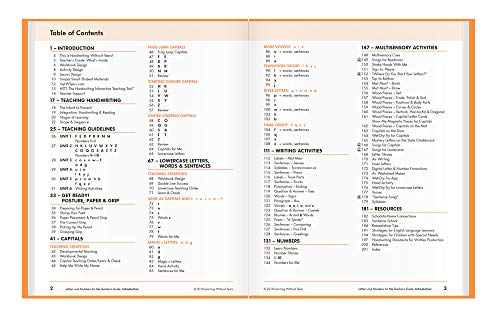 Learning Without Tears - Letters and Numbers for Me Teacher's Guide, Current Edition - Handwriting Without Tears Series - Kindergarten Writing Book - Capital Letters, Numbers - For School or Home Use