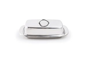 fox run stainless steel double covered butter dish with lid and handle