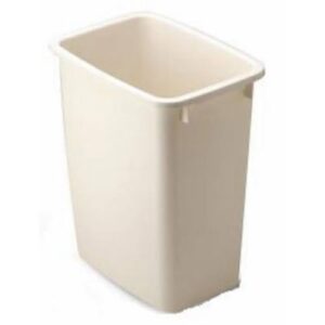 rubbermaid small kitchen bathroom trash can, under sink waste basket, plastic beige 5 gallons 8 inch wide