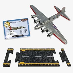 hot wings planes b-17 flying fortress jet (silver) with connectible runway