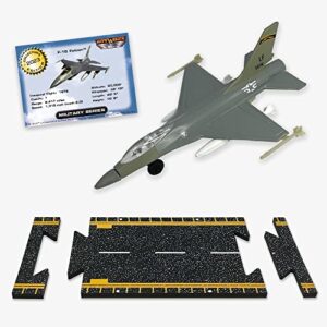 hot wings planes f-16 (military markings) jet with connectible runway,grey