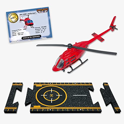 Hot Wings Planes Bell 206 Jet Ranger (Red) with Connectible Runway