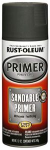 rust-oleum 249418 automotive sandable primer spray paint, 12 ounce, black, 12 fl oz