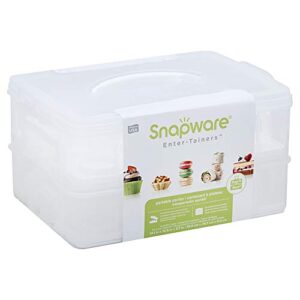 snapware snap ‘n stack portable storage carrier with lid for desserts, bpa-free cupcake containers, cake carrier with stackable trays, microwave, freezer and dishwasher safe
