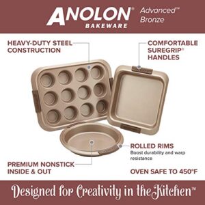 Anolon Advanced Nonstick Bakeware Set / Baking Pans with Grips - 5 Piece, Brown