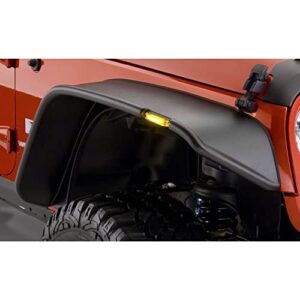 bushwacker jeep flat style front fender flares | 2-piece set, black, textured finish | 10053-07 | fits 2007-2018 jeep wrangler jk