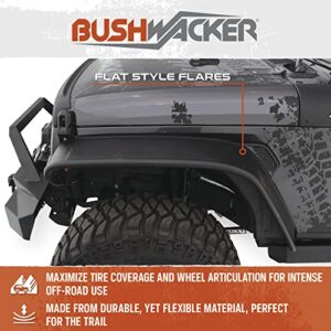 Bushwacker Jeep Flat Style Front Fender Flares | 2-Piece Set, Black, Textured Finish | 10053-07 | Fits 2007-2018 Jeep Wrangler JK