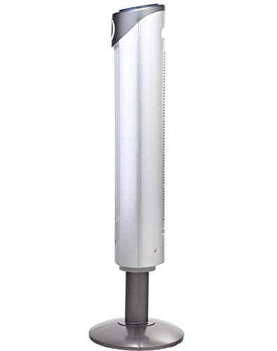 Ozeri Adjustable Oscillating Tower Noise Reduction Technology Ultra 42” Wind Fan, Silver