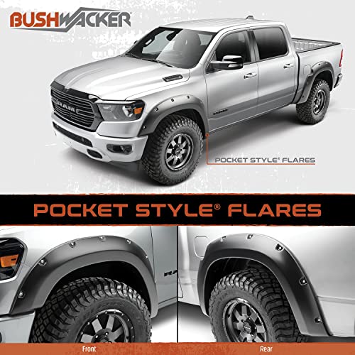 Bushwacker Pocket/Rivet Style Front Fender Flares | 2-Piece Set, Black, Smooth Finish | 50047-02 | Fits 2010-2018 Dodge Ram 2500, 3500 (Excludes R/T)