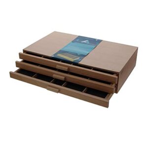 3 Drawer Wood Pastel Storage Box 15-3/4 x 9-1/2 x 3-1/2 inches