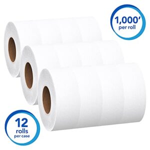 Scott Essential Jumbo Roll JR. Commercial Toilet Paper (67805), 100% Recycled Fiber, 2-PLY, White, 12 Rolls / Case, 1000' / Roll