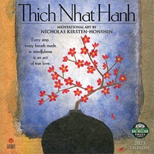 thich nhat hanh 2023 wall calendar | meditational art by nicholas kirsten-honshin | 12″ x 24″ open | amber lotus publishing
