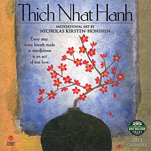 Thich Nhat Hanh 2023 Wall Calendar | Meditational Art by Nicholas Kirsten-Honshin | 12" x 24" Open | Amber Lotus Publishing