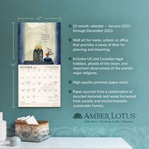 Thich Nhat Hanh 2023 Wall Calendar | Meditational Art by Nicholas Kirsten-Honshin | 12" x 24" Open | Amber Lotus Publishing