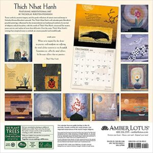 Thich Nhat Hanh 2023 Wall Calendar | Meditational Art by Nicholas Kirsten-Honshin | 12" x 24" Open | Amber Lotus Publishing