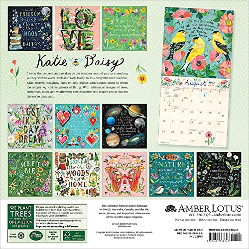 Katie Daisy 2023 Wall Calendar: Meet Me in the Meadow | 12" x 24" Open | Amber Lotus Publishing