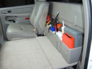 du-ha behind-the-seat storage fits 00-07 chevrolet/gmc silverado/sierra heavy duty crew cab, black, part #10013