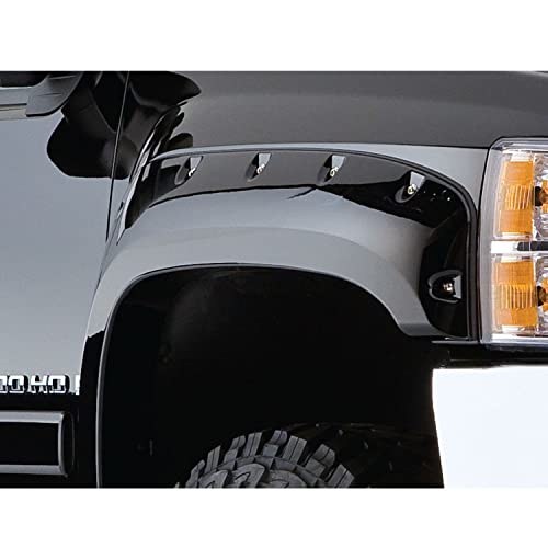 Bushwacker Cutout Pocket/Rivet Style Front Fender Flares | 2-Piece Set, Black, Smooth Finish | 40097-02 | Fits 2007-2013 Chevrolet Silverado 1500; 2007-2014 Silverado 2500 HD, 3500 HD