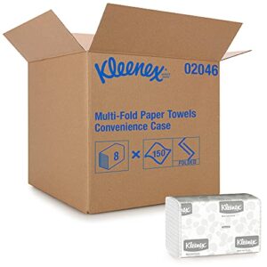 kleenex multifold paper towels (02046), white, 8 packs/convenience case, 150 tri fold paper towels/pack, pack of 8, total 1,200 towels/case