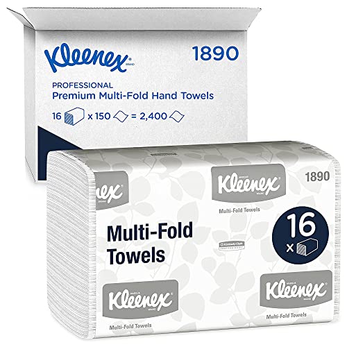 Kleenex Multifold Paper Towels (01890), White, 16 Packs / Case, 150 Tri Fold Paper Towels / Pack, 2,400 Towels / Case