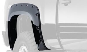 bushwacker pocket/rivet style rear fender flares | 2-piece set, black, smooth finish | 40094-02 | fits 2007-2013 chevrolet silverado 1500 w/ 5.8′ bed