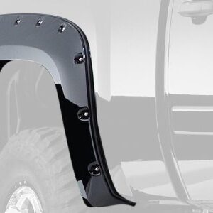 Bushwacker Pocket/Rivet Style Rear Fender Flares | 2-Piece Set, Black, Smooth Finish | 40094-02 | Fits 2007-2013 Chevrolet Silverado 1500 w/ 5.8' Bed