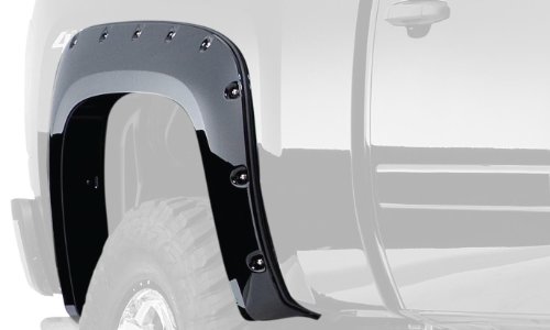 Bushwacker Pocket/Rivet Style Rear Fender Flares | 2-Piece Set, Black, Smooth Finish | 40094-02 | Fits 2007-2013 Chevrolet Silverado 1500 w/ 5.8' Bed