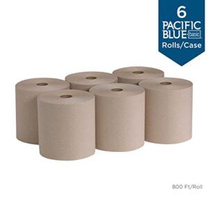 Pacific Blue Basic Recycled Hardwound Paper Towel Rolls by GP PRO (Georgia-Pacific), Brown, 26301, 800 Feet Per Roll, 6 Rolls Per Case