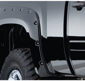 Bushwacker Pocket/Rivet Style Rear Fender Flares | 2-Piece Set, Black, Smooth Finish | 40092-02 | Fits 2007-2013 Chevrolet Silverado 1500 w/ 6.6' or 8.1' Bed; 2007-2014 Silverado 2500 HD, 3500 HD