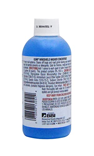 GUNK M506 Concentrated Windshield Washer Solvent with Ammonia - 6 fl. oz, Blue