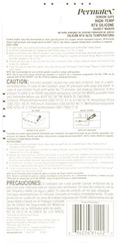 Permatex 81422 Sensor-Safe High-Temp RTV Silicone Gasket Maker, 3 oz.