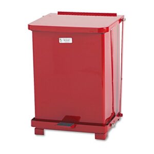 rubbermaid commercial st7erdpl defenders biohazard step can, square, steel, 7gal, red