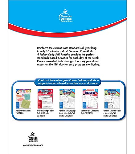 Carson Dellosa | Common Core Math 4 Today Workbook | 5th Grade, 96pgs (Common Core 4 Today)