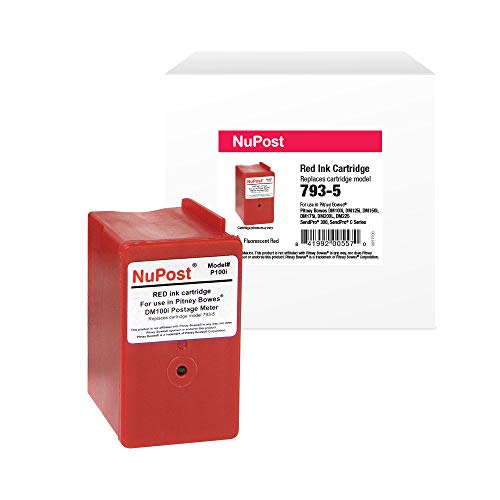 NuPost Remanufactured Postage Meter Ink Cartridge Replacement for Pitney Bowes 793-5 | Red