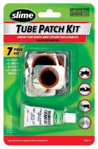 slime 1022-a tube rubber patch kit, for bikes and other inflatables, contains, 5 patches, scuffer and glue