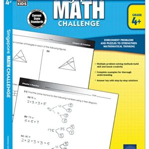 Singapore Math Challenge 4th Grade Math Workbooks, Singapore Math Grade 4 and Up, Patterns, Counting, Addition, Subtraction, Multiplication, Division, 4th Grade Math Classroom or Homeschool Curriculum