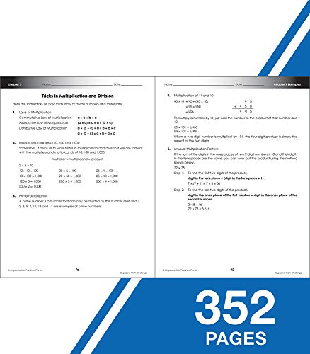 Singapore Math Challenge 4th Grade Math Workbooks, Singapore Math Grade 4 and Up, Patterns, Counting, Addition, Subtraction, Multiplication, Division, 4th Grade Math Classroom or Homeschool Curriculum