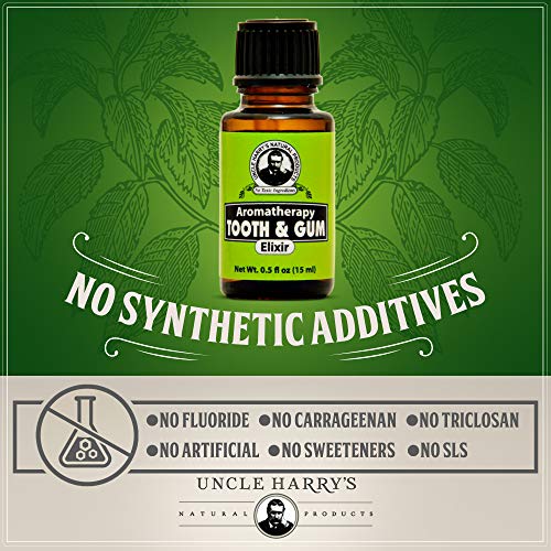 Uncle Harry's Aromatherapy Tooth & Gum Elixir | Alcohol Free Adult & Kids Mouthwash for Bad Breath | pH Balanced Oral Care Mouth Wash & Mouth Rinse (0.5 oz)