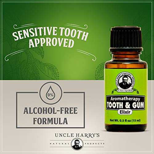 Uncle Harry's Aromatherapy Tooth & Gum Elixir | Alcohol Free Adult & Kids Mouthwash for Bad Breath | pH Balanced Oral Care Mouth Wash & Mouth Rinse (0.5 oz)