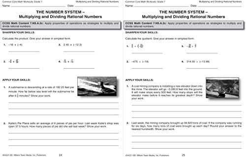 Mark Twain Media | Common Core Math Workouts Workbook | 7th Grade, 64pgs