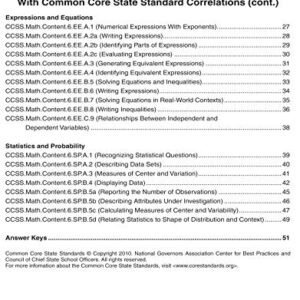 Mark Twain Common Core Math Workouts Resource Book, Grade 6, Ages 11 - 12, 64 Pages