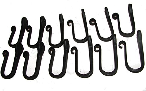 Wrought Iron Hooks-Nail Hooks-One Dozen Large-Hand Made-2 inch