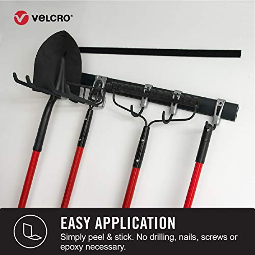 VELCRO Brand Industrial Strength Fasteners | Stick-On Adhesive | Professional Grade Heavy Duty Strength Holds up to 10 lbs on Smooth Surfaces | Indoor Outdoor Use | 4 x 2 inch Strips, 2 sets, Black