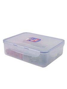 lock & lock rectangular food container with divider, short, 16.2-cup, 131-fluid ounces