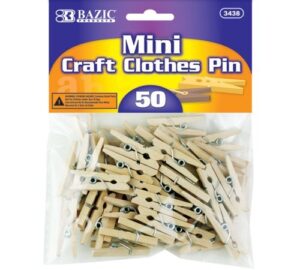 bazic mini, natural clothespins, wood, 50 per pack