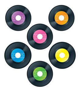 carson dellosa colorful 45 piece vinyl records bulletin board cutouts, colorful vinyl records bulletin board decorations, paper records music classroom décor