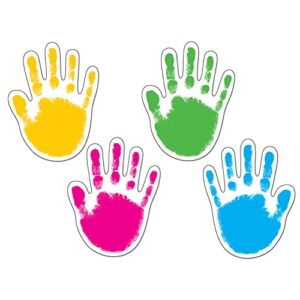 carson dellosa colorful helping hands bulletin board cutouts, colorful decor for bulletin board decorations, cubby, chalkboard, locker decorations, crafts, and classroom decor (42 pc)