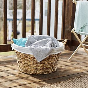 Household Essentials Natural ML-6667N Round Wicker Laundry Basket Hamper with Liner